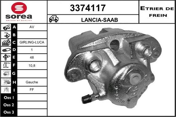 Sera 3374117 - Тормозной суппорт autospares.lv