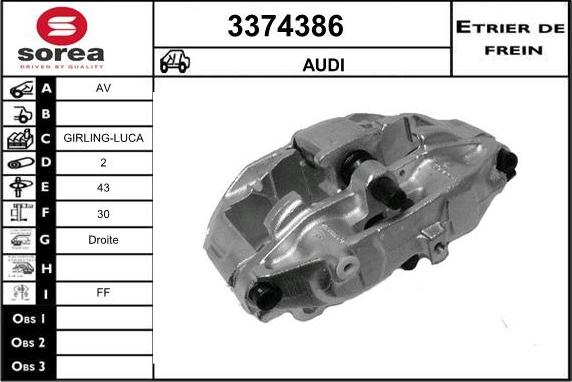 Sera 3374386 - Тормозной суппорт autospares.lv