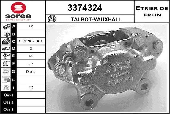 Sera 3374324 - Тормозной суппорт autospares.lv