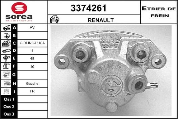 Sera 3374261 - Тормозной суппорт autospares.lv