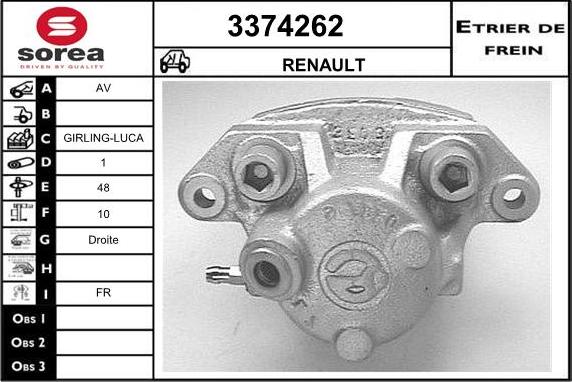 Sera 3374262 - Тормозной суппорт autospares.lv