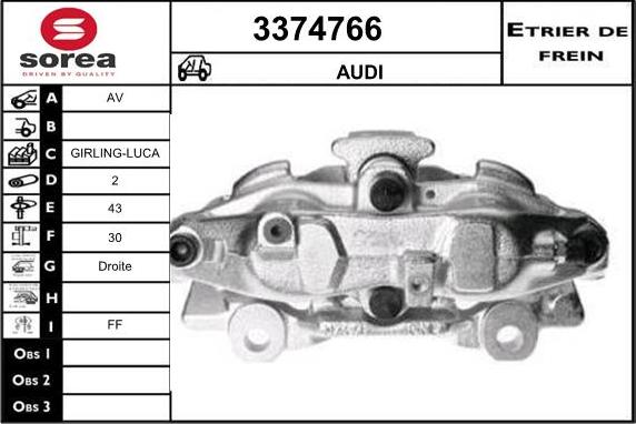 Sera 3374766 - Тормозной суппорт autospares.lv