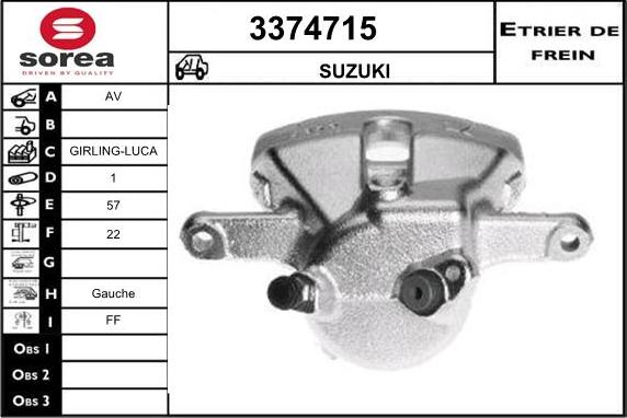 Sera 3374715 - Тормозной суппорт autospares.lv