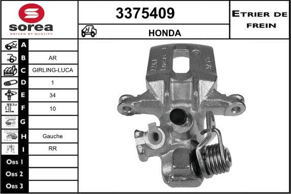 Sera 3375409 - Тормозной суппорт autospares.lv