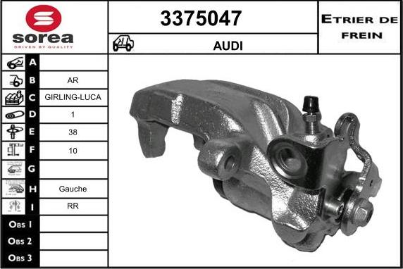 Sera 3375047 - Тормозной суппорт autospares.lv