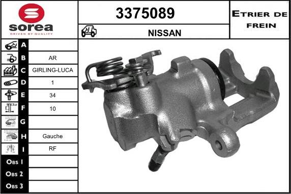 Sera 3375089 - Тормозной суппорт autospares.lv