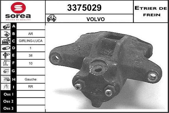 Sera 3375029 - Тормозной суппорт autospares.lv