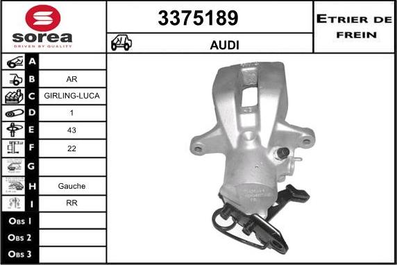 Sera 3375189 - Тормозной суппорт autospares.lv