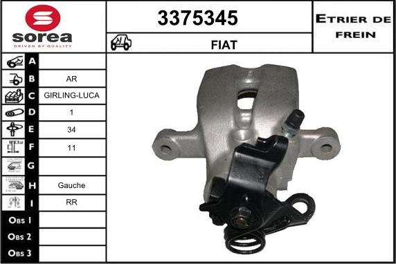 Sera 3375345 - Тормозной суппорт autospares.lv