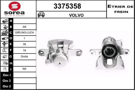 Sera 3375358 - Тормозной суппорт autospares.lv