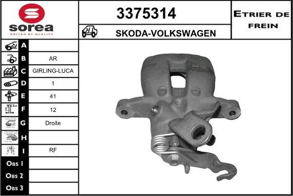 Sera 3375314 - Тормозной суппорт autospares.lv