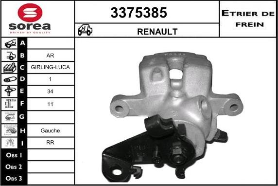 Sera 3375385 - Тормозной суппорт autospares.lv