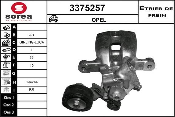 Sera 3375257 - Тормозной суппорт autospares.lv