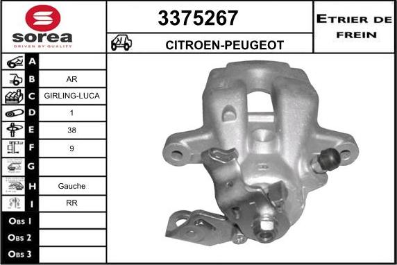 Sera 3375267 - Тормозной суппорт autospares.lv