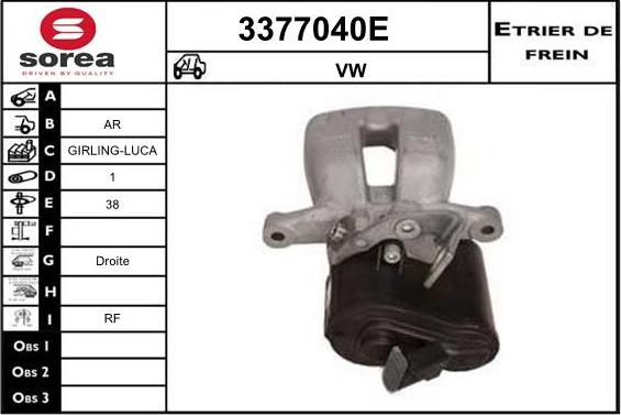 Sera 3377040E - Тормозной суппорт autospares.lv