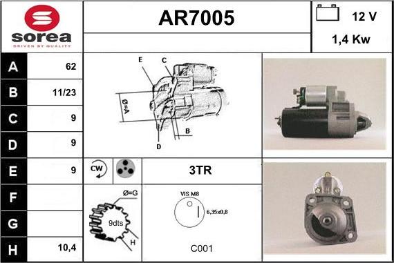 Sera AR7005 - Стартер autospares.lv