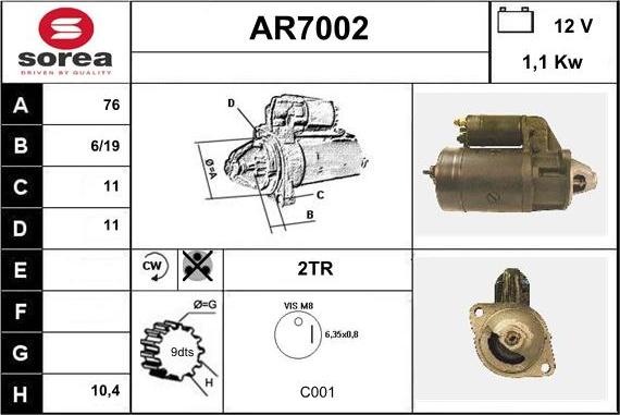 Sera AR7002 - Стартер autospares.lv