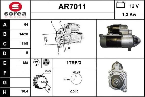 Sera AR7011 - Стартер autospares.lv