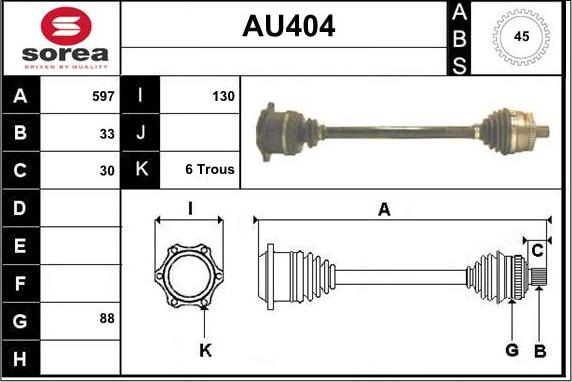 Sera AU404 - Приводной вал autospares.lv