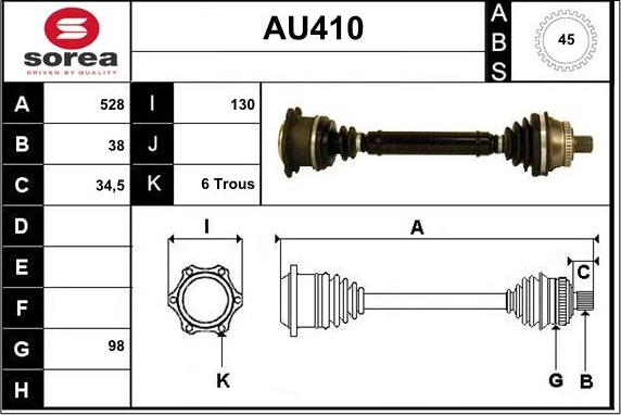 Sera AU410 - Приводной вал autospares.lv