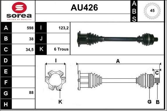 Sera AU426 - Приводной вал autospares.lv