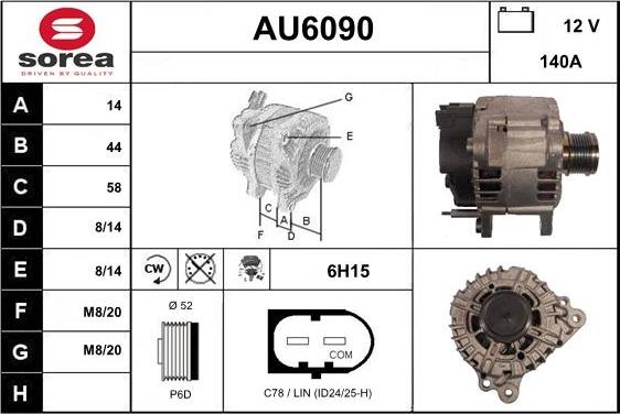 Sera AU6090 - Генератор autospares.lv