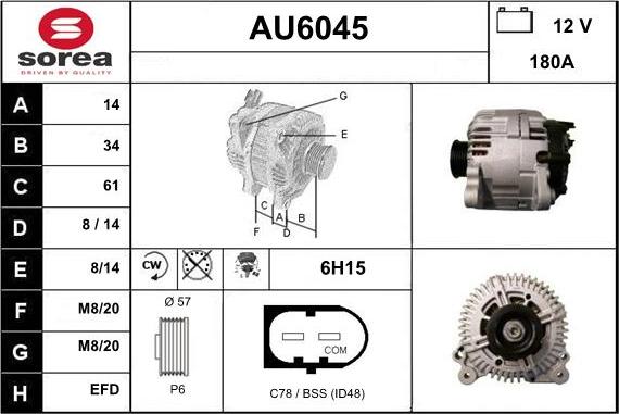 Sera AU6045 - Генератор autospares.lv