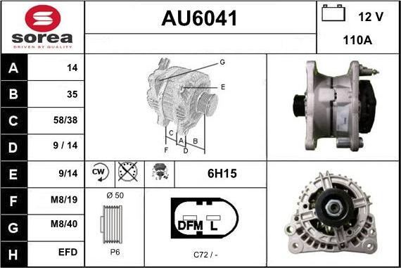 Sera AU6041 - Генератор autospares.lv