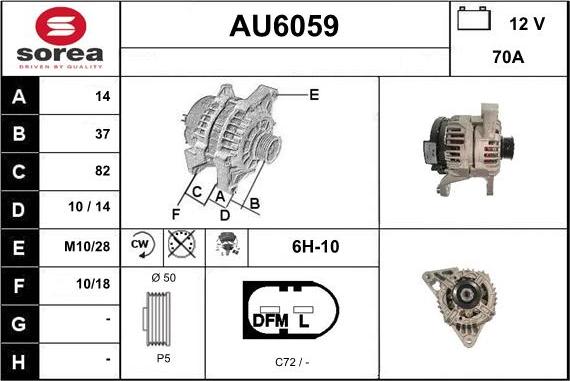 Sera AU6059 - Генератор autospares.lv