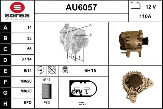 Sera AU6057 - Генератор autospares.lv