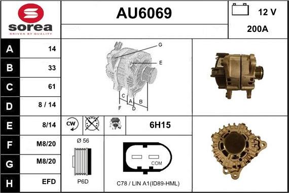 Sera AU6069 - Генератор autospares.lv