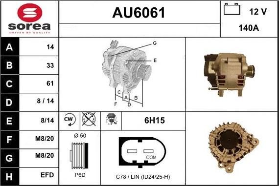 Sera AU6061 - Генератор autospares.lv