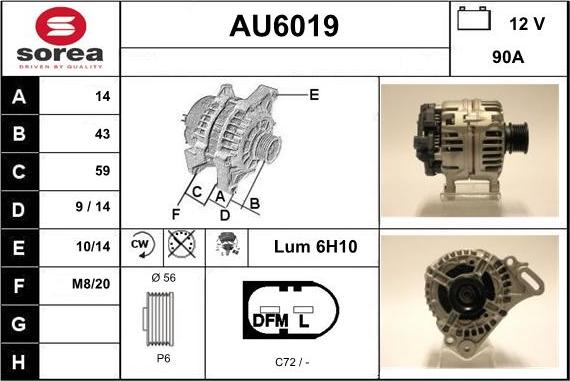 Sera AU6019 - Генератор autospares.lv