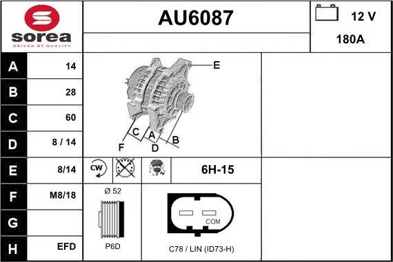 Sera AU6087 - Генератор autospares.lv