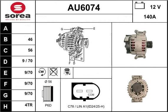 Sera AU6074 - Генератор autospares.lv