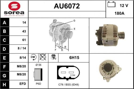 Sera AU6072 - Генератор autospares.lv