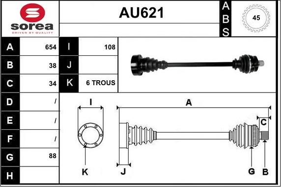 Sera AU621 - Приводной вал autospares.lv