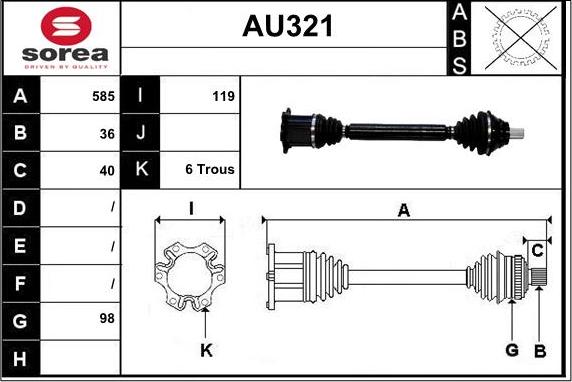 Sera AU321 - Приводной вал autospares.lv