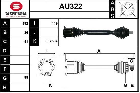 Sera AU322 - Приводной вал autospares.lv