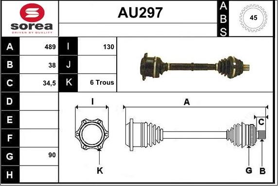 Sera AU297 - Приводной вал autospares.lv