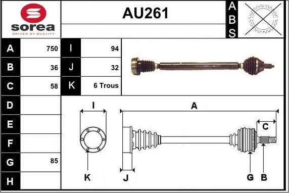 Sera AU261 - Приводной вал autospares.lv