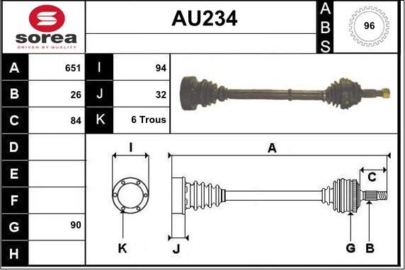 Sera AU234 - Приводной вал autospares.lv