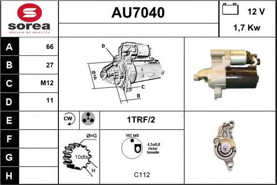 Sera AU7040 - Стартер autospares.lv