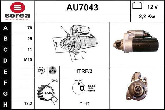 Sera AU7043 - Стартер autospares.lv