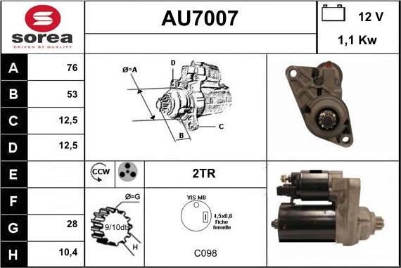 Sera AU7007 - Стартер autospares.lv