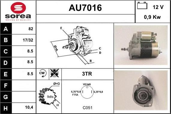 Sera AU7016 - Стартер autospares.lv