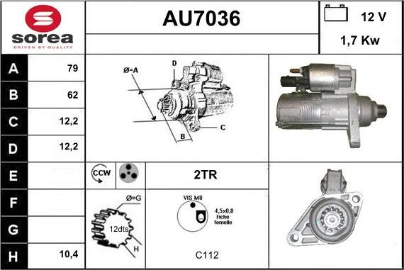 Sera AU7036 - Стартер autospares.lv