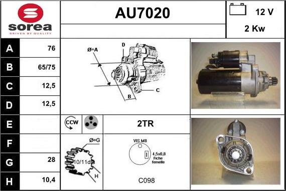 Sera AU7020 - Стартер autospares.lv