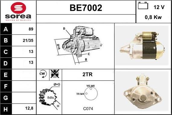 Sera BE7002 - Стартер autospares.lv