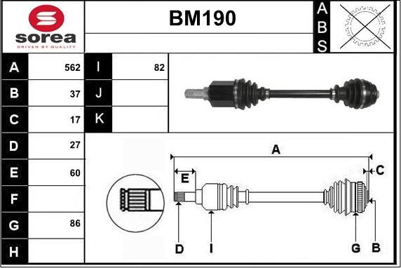 Sera BM190 - Приводной вал autospares.lv